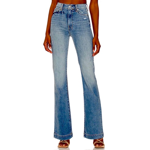 7 For All Mankind Denim - 7 For All Mankind Womens Size 24 Ultra High Rise Dojo Trouser Jeans Distressed